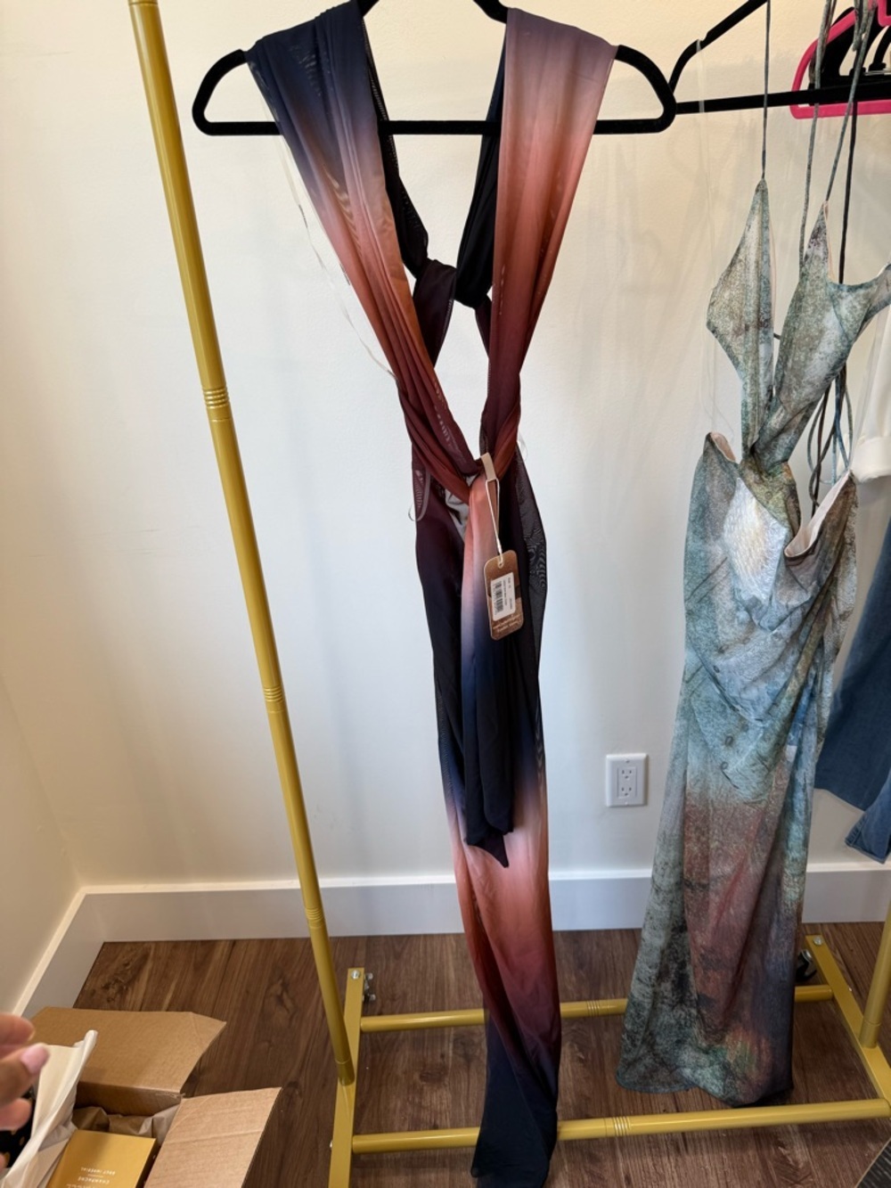 NWT Jaded London Azevedo Knotted Halter Maxi Dress Size 8 - Picture 4 of 9